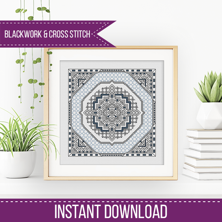 Hints of Antique Blue - Blackwork Patterns & Cross Stitch by Peppermint Purple