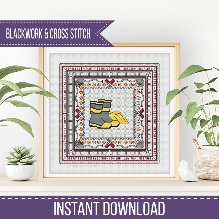 Hints of Firefighter Blackwork Pattern by Peppermint Purple