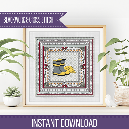 Hints of Firefighter Blackwork Pattern by Peppermint Purple