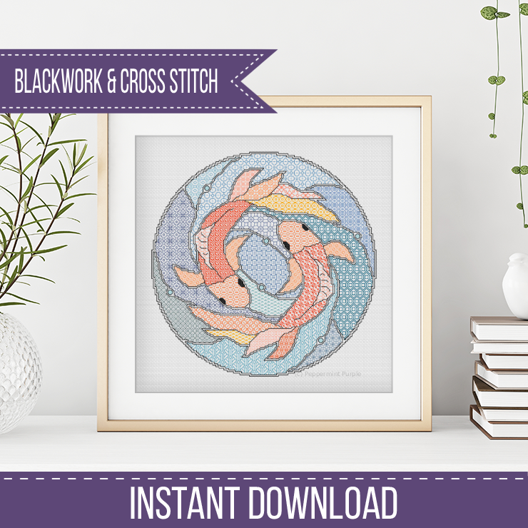 Goldfish Blackwork Pattern by Peppermint Purple