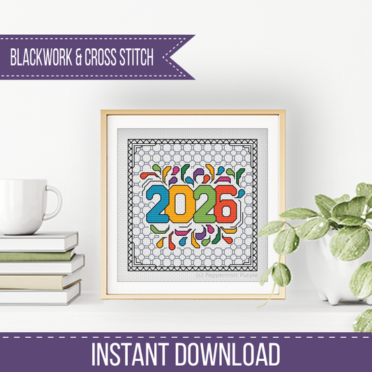 Centre Stage - 2026 Blackwork Pattern by Peppermint Purple