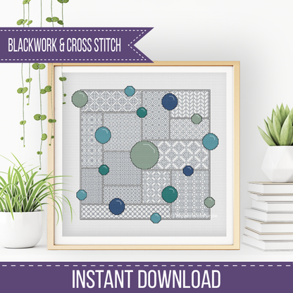 Bubbles - Intermediate Level DIY Blackwork SAL DIY SAL by Peppermint Purple