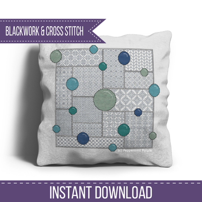 Bubbles - Intermediate Level DIY Blackwork SAL DIY SAL by Peppermint Purple