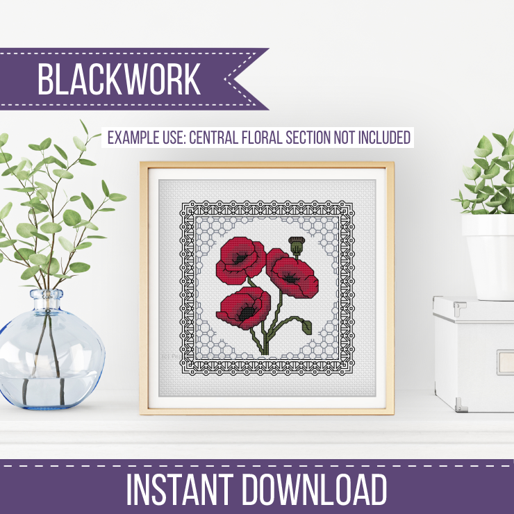 Centre Stage - Border 12 Blackwork Pattern by Peppermint Purple