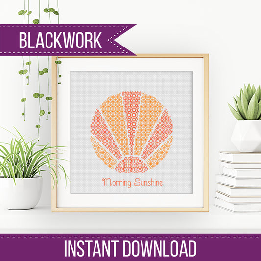 Morning Sunshine - Sunrise - Blackwork Patterns & Cross Stitch by Peppermint Purple