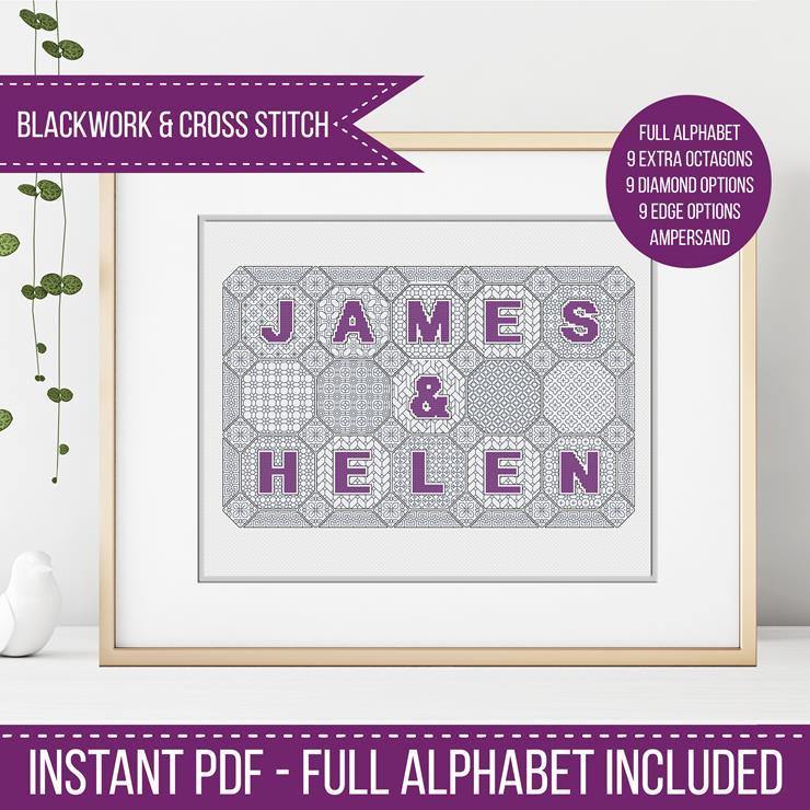 Octagon Design Set - Blackwork Patterns & Cross Stitch by Peppermint Purple