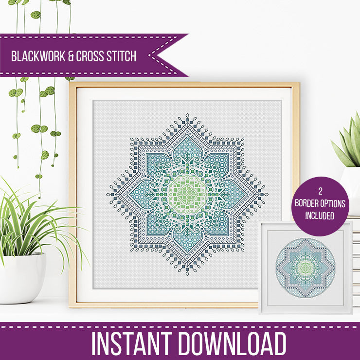 Ombre Mandala - Blackwork Patterns & Cross Stitch by Peppermint Purple