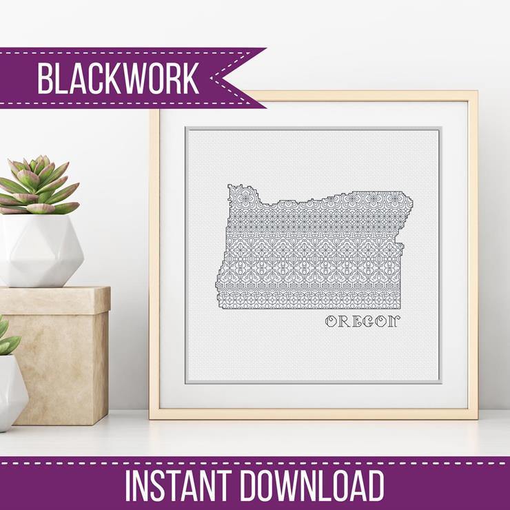 Oregon Blackwork - Blackwork Patterns & Cross Stitch by Peppermint Purple