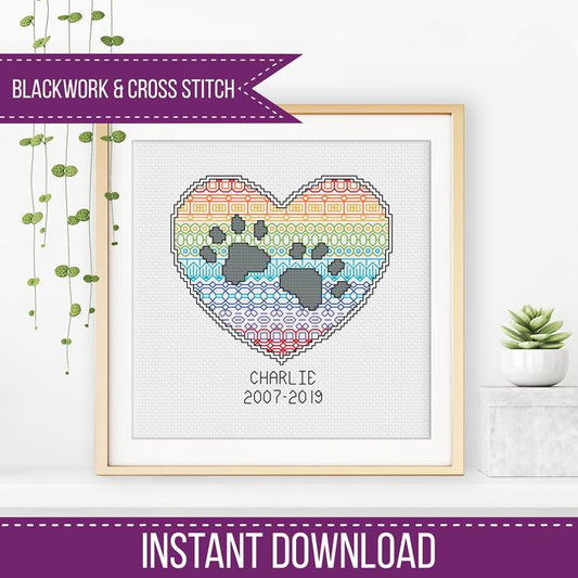 Paws on my Heart - Blackwork Patterns & Cross Stitch by Peppermint Purple