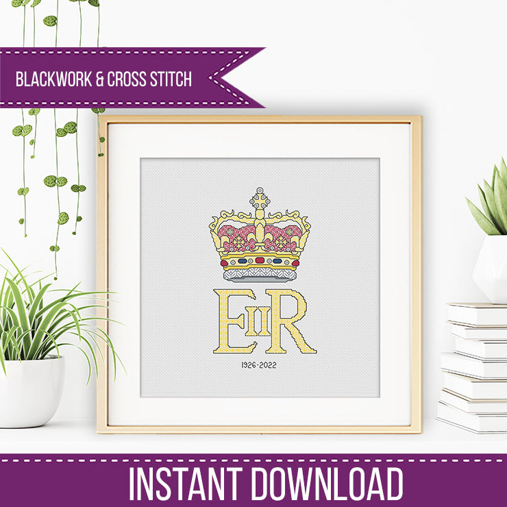 Queen Elizabeth II - Blackwork Patterns & Cross Stitch by Peppermint Purple