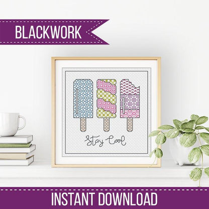 Stay Cool - Blackwork Patterns & Cross Stitch by Peppermint Purple