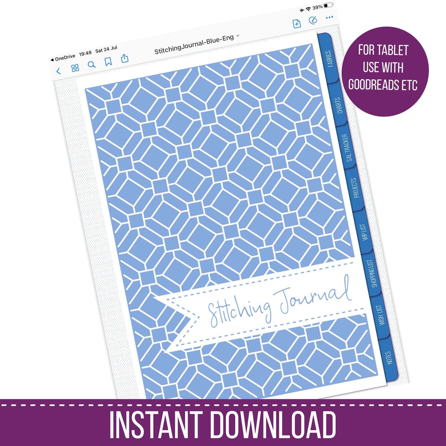 Stitching Journal - DIGITAL for Goodnotes etc - Blackwork Patterns & Cross Stitch by Peppermint Purple