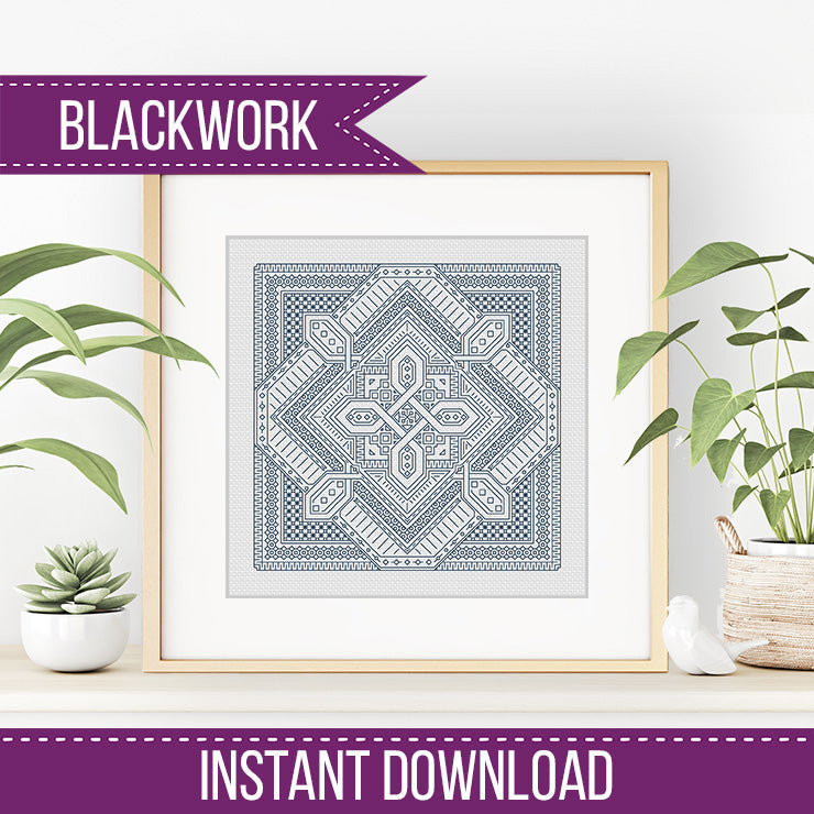 Study In Antique Blue - Blackwork Patterns & Cross Stitch by Peppermint Purple