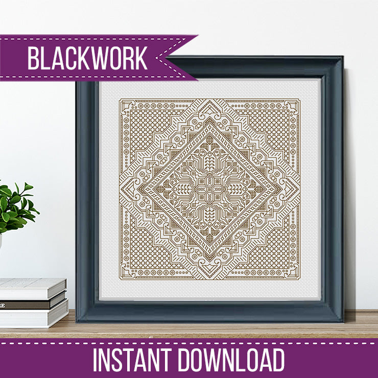 Study In Golden Olive - Blackwork Patterns & Cross Stitch by Peppermint Purple