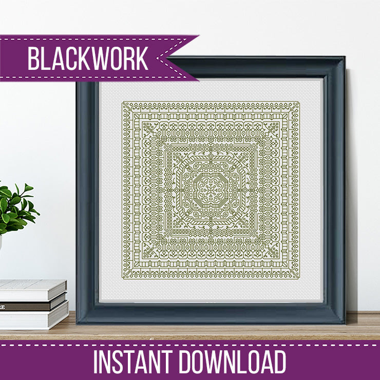 Study In Moss Green Blackwork - Blackwork Patterns & Cross Stitch by Peppermint Purple