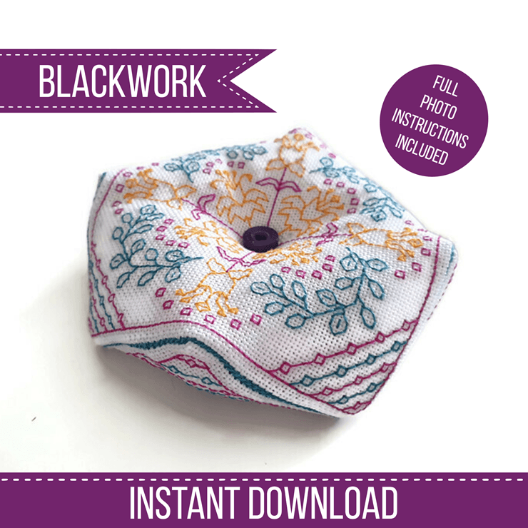 Sunshine Biscornu - Blackwork Patterns & Cross Stitch by Peppermint Purple