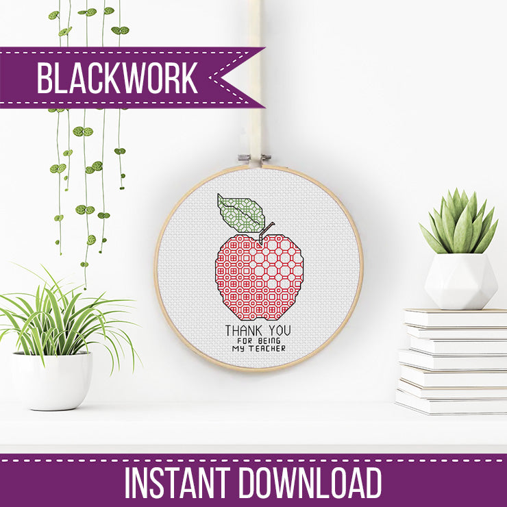 Teacher Thanks - Blackwork Patterns & Cross Stitch by Peppermint Purple