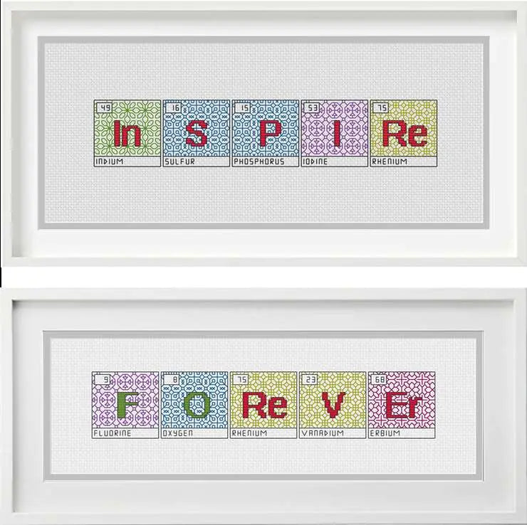 The Periodic Table Blackwork & Cross Stitch Chart Blackwork Pattern by Peppermint Purple