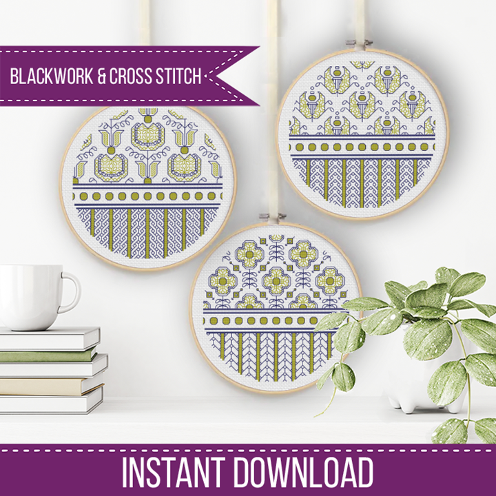 The Wallpaper Collection - Set 1 - Blackwork Patterns & Cross Stitch by Peppermint Purple