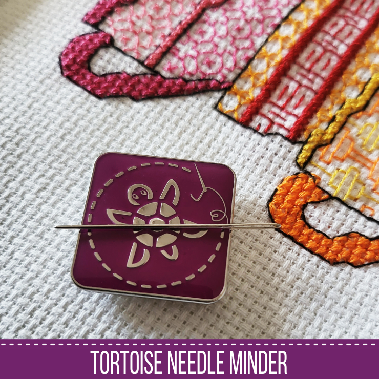 Tortoise Needle Minder - Blackwork Patterns & Cross Stitch by Peppermint Purple