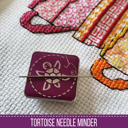 Tortoise Needle Minder - Blackwork Patterns & Cross Stitch by Peppermint Purple