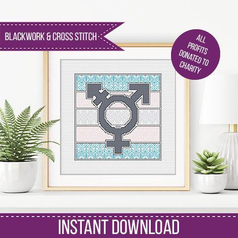 Trans Pride - Mermaids Charity - Blackwork Patterns & Cross Stitch by Peppermint Purple