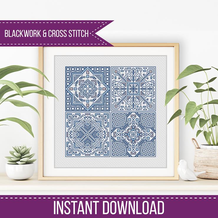 Turkish Tiles Mini Set 2 - Blackwork Patterns & Cross Stitch by Peppermint Purple