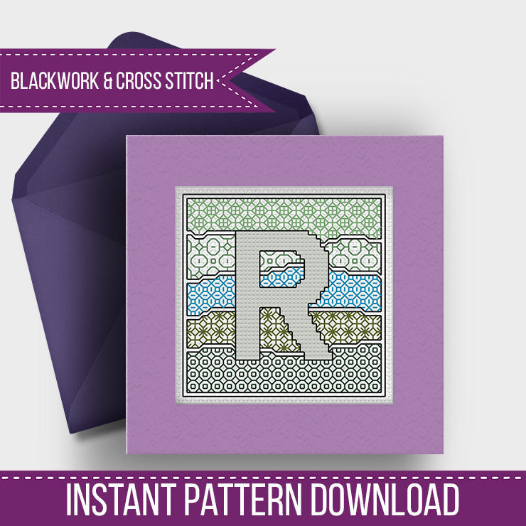 Wave Initials - Blackwork Patterns & Cross Stitch by Peppermint Purple