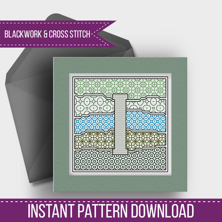 Wave Initials - Blackwork Patterns & Cross Stitch by Peppermint Purple