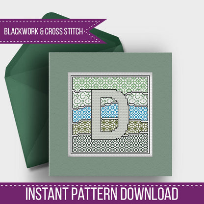 Wave Initials - Blackwork Patterns & Cross Stitch by Peppermint Purple