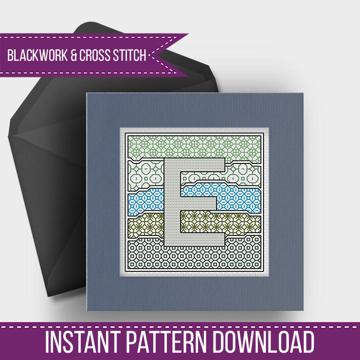 Wave Initials - Blackwork Patterns & Cross Stitch by Peppermint Purple