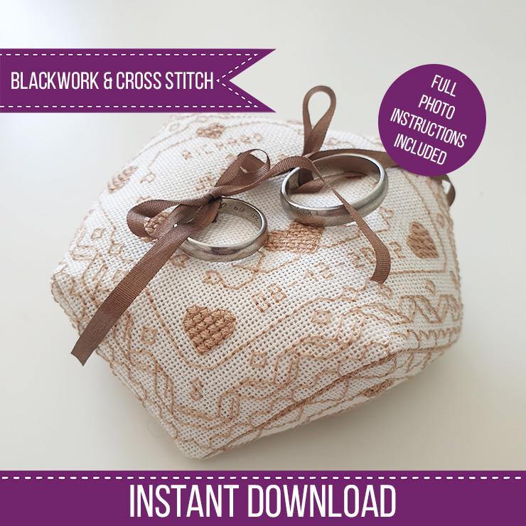 Wedding Biscornu - Blackwork Patterns & Cross Stitch by Peppermint Purple