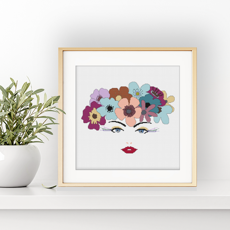 Flower Girl Cross-Stitch Chart Cross Stitch Pattern by Peppermint Purple