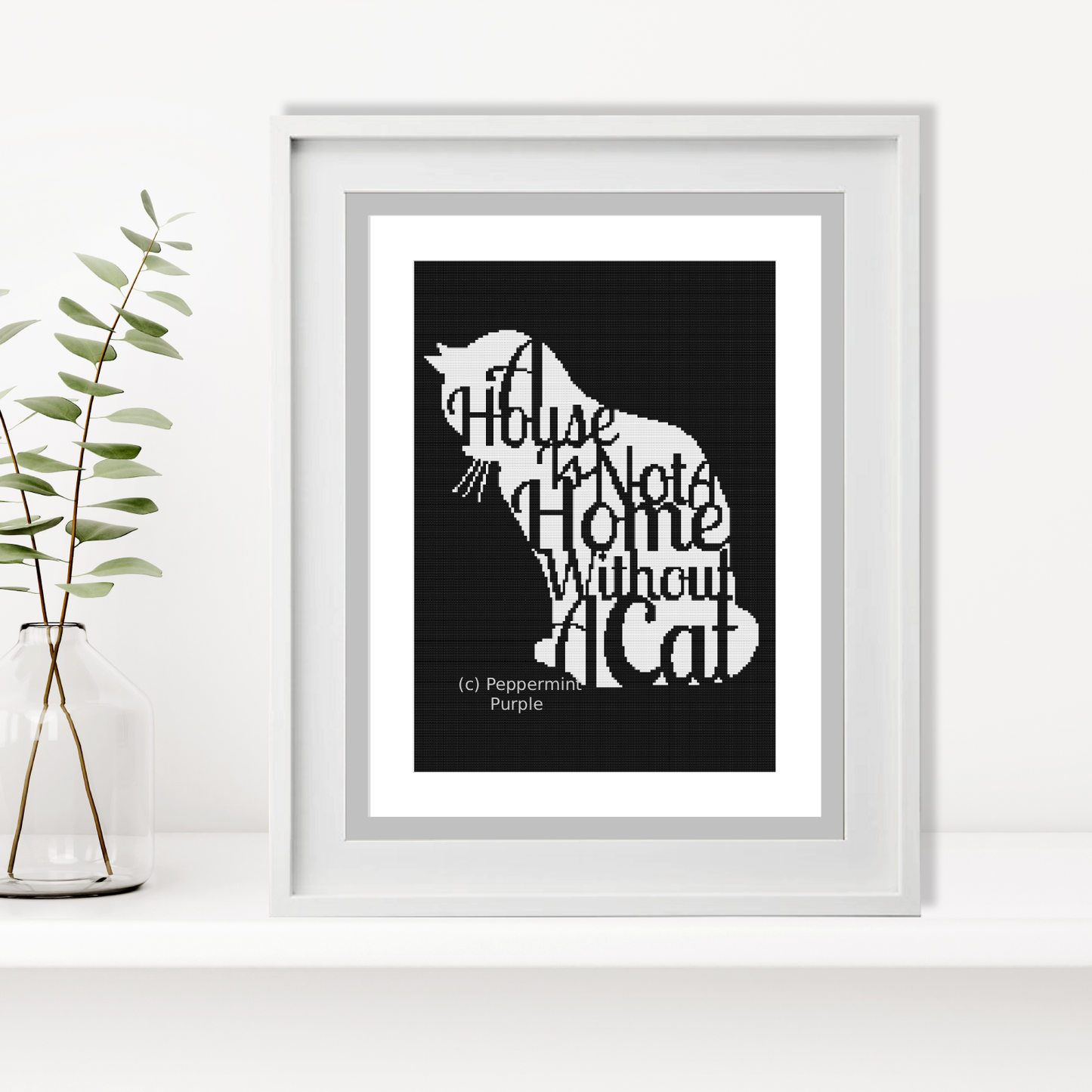Cat Cross Stitch Pattern by Peppermint Purple