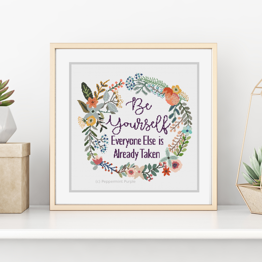 Be Yourself counted Cross-Stitch Chart Cross Stitch Pattern by Peppermint Purple