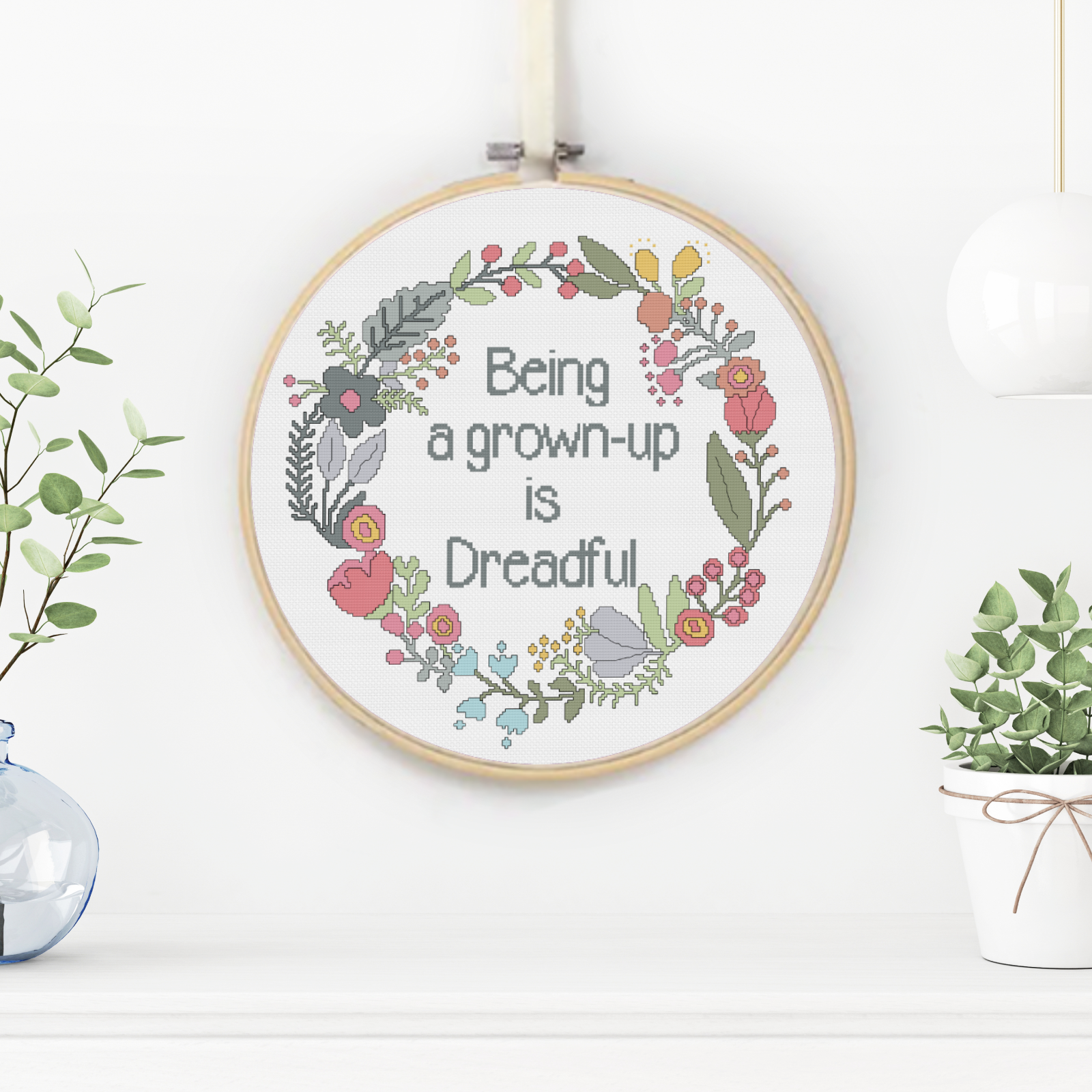 Being a Grown Up Cross Stitch Pattern by Peppermint Purple