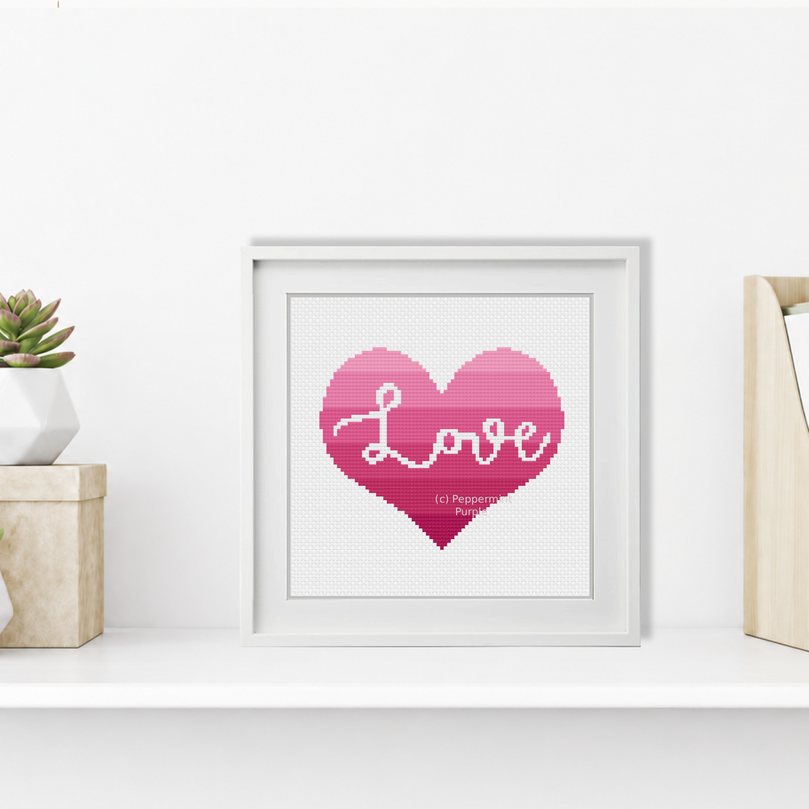 Ombre Love Heart Cross Stitch Pattern by Peppermint Purple