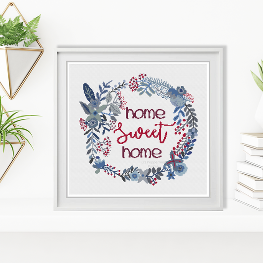 Home Sweet Home Cross Stitch Pattern by Peppermint Purple