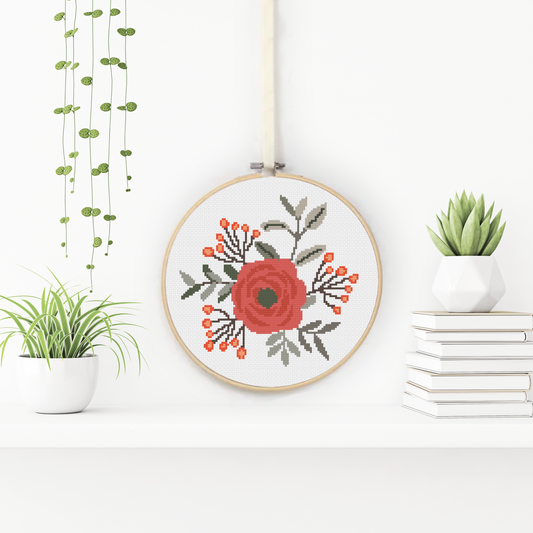 Flower Motif Cross Stitch Pattern by Peppermint Purple