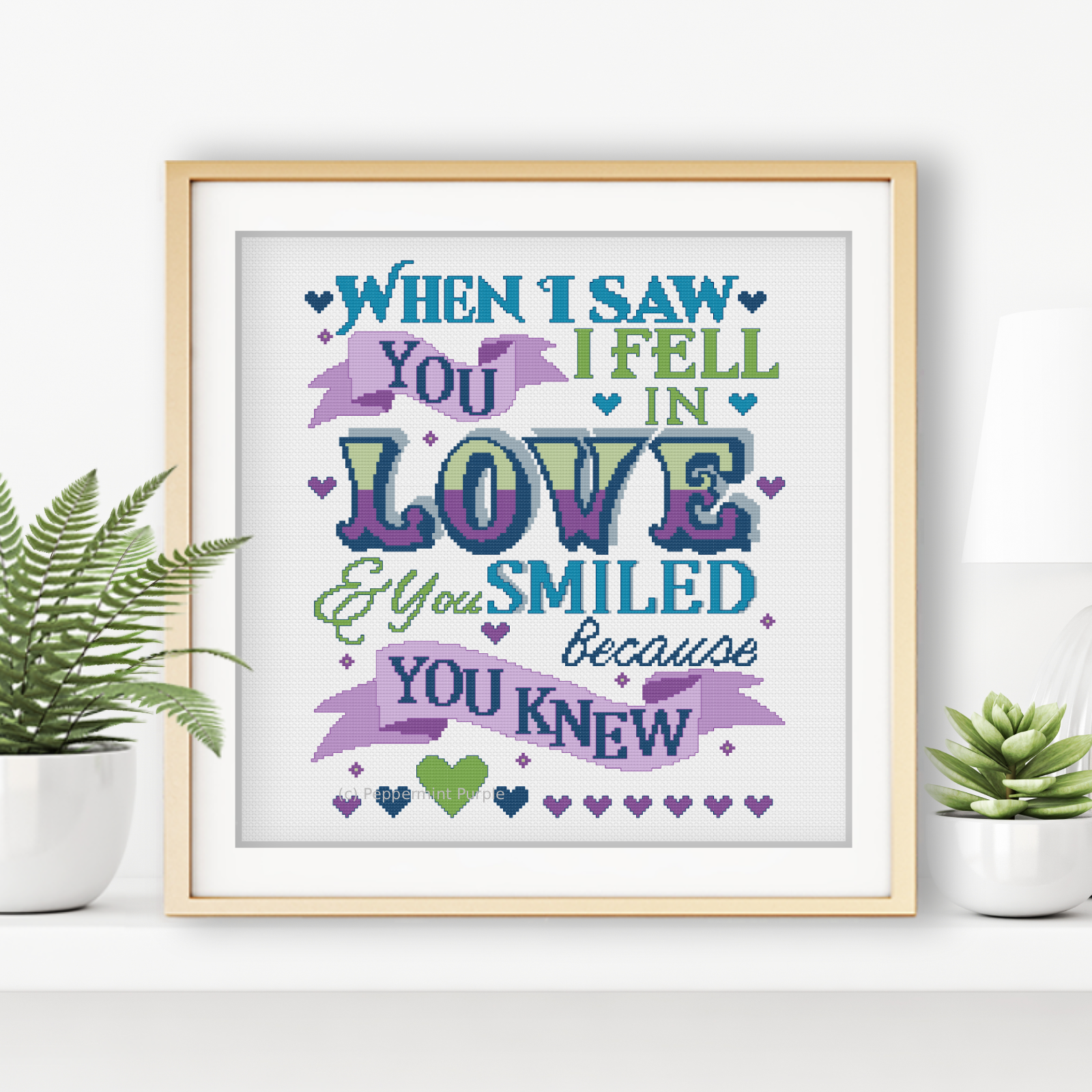 When I saw you I fell in Love Cross Stitch Pattern by Peppermint Purple