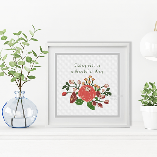 Flower Motif Cross Stitch Pattern by Peppermint Purple