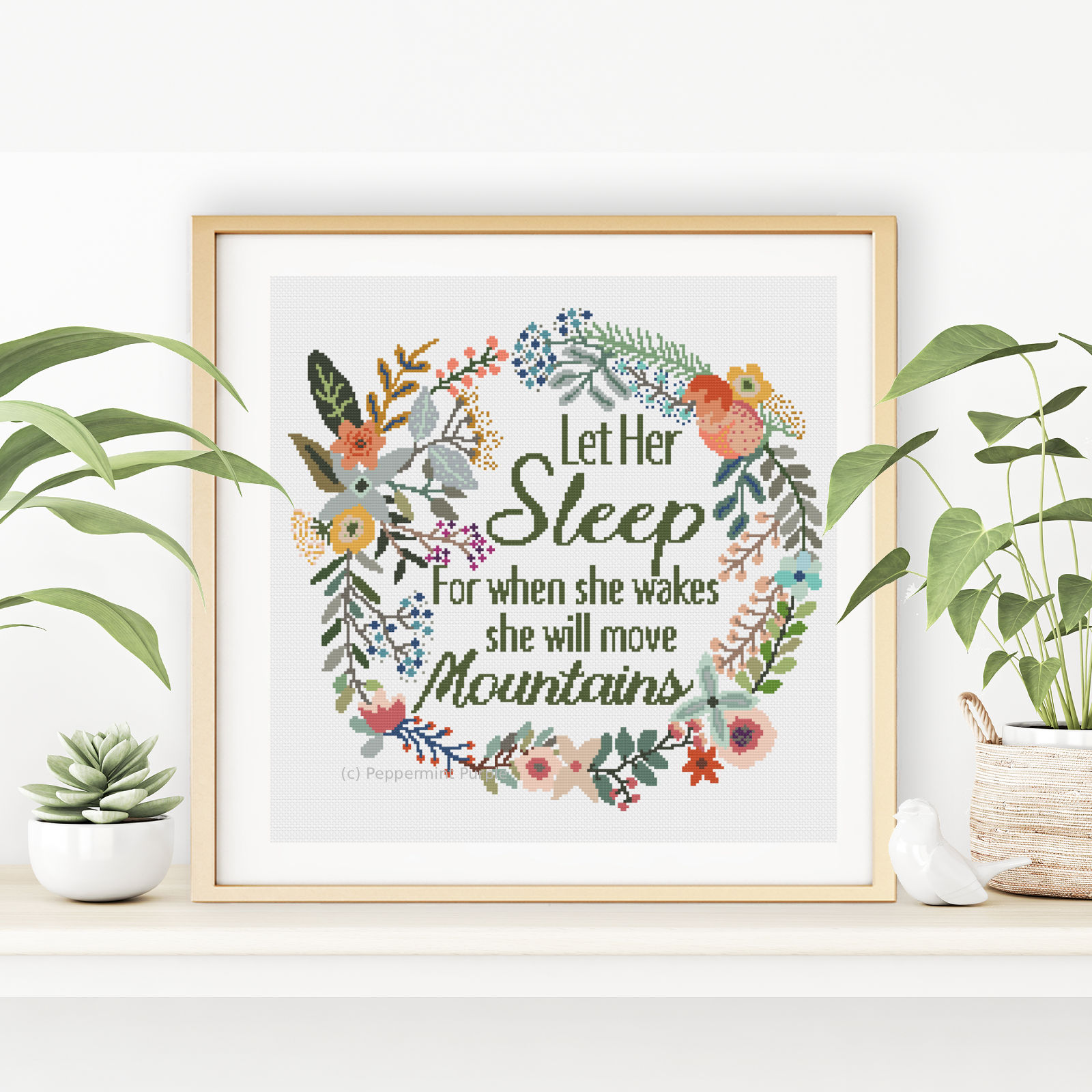 Let Her Sleep counted Cross-Stitch Chart Cross Stitch Pattern by Peppermint Purple