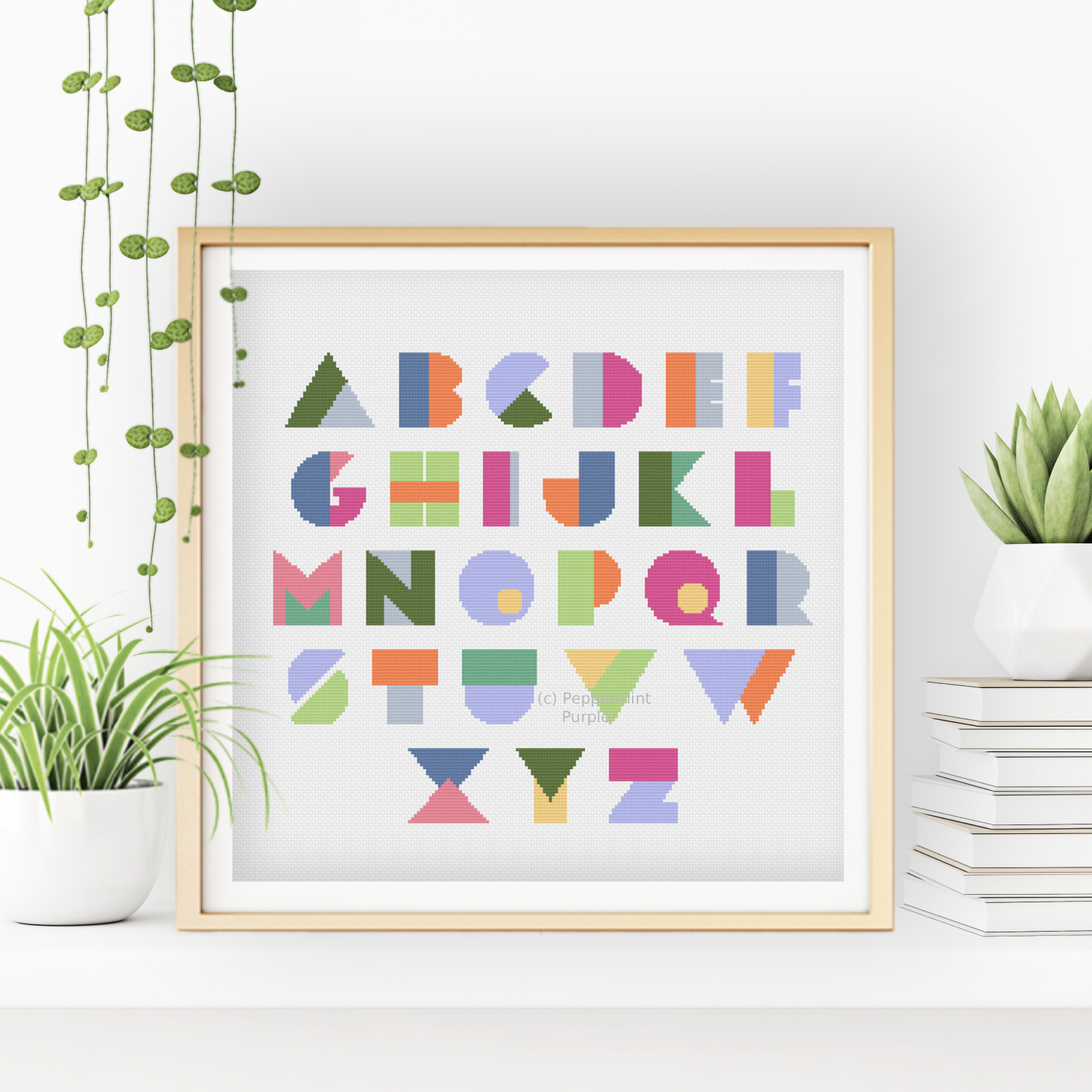 Geometric Font Cross Stitch Font by Peppermint Purple