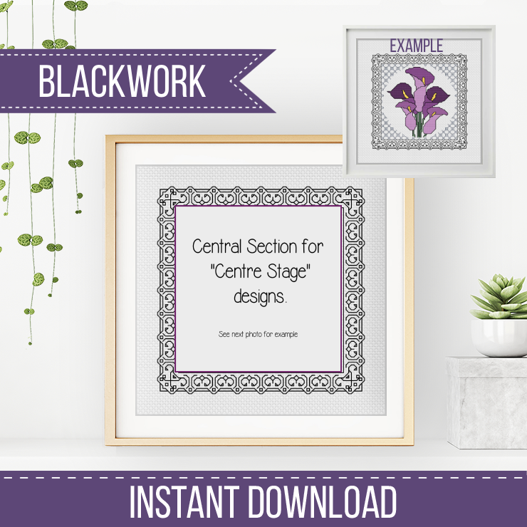 Centre Stage - Border 11 Blackwork Pattern by Peppermint Purple