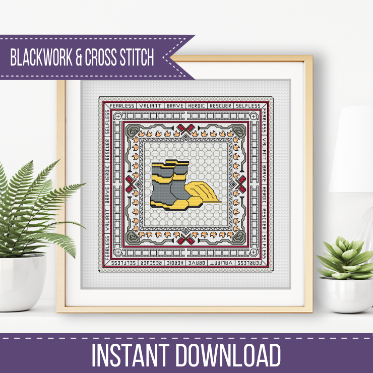 Hints of Firefighter Blackwork Pattern by Peppermint Purple