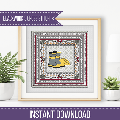 Hints of Firefighter Blackwork Pattern by Peppermint Purple