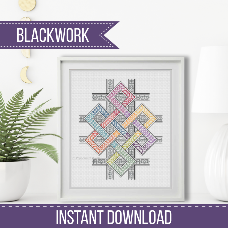 Knot & Ribbon Blackwork Pattern by Peppermint Purple