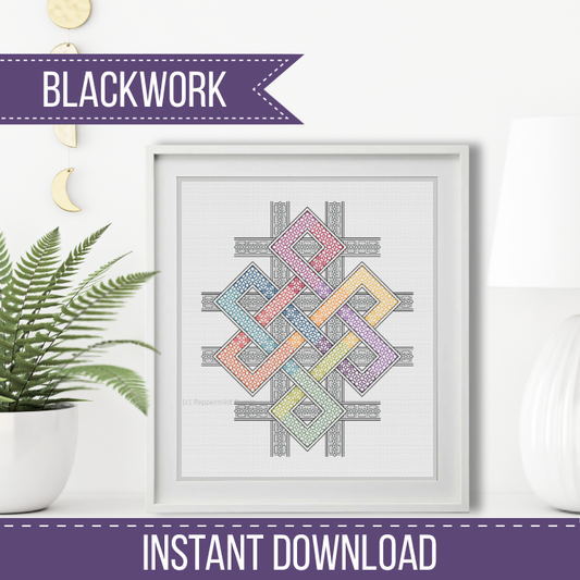 Knot & Ribbon Blackwork Pattern by Peppermint Purple