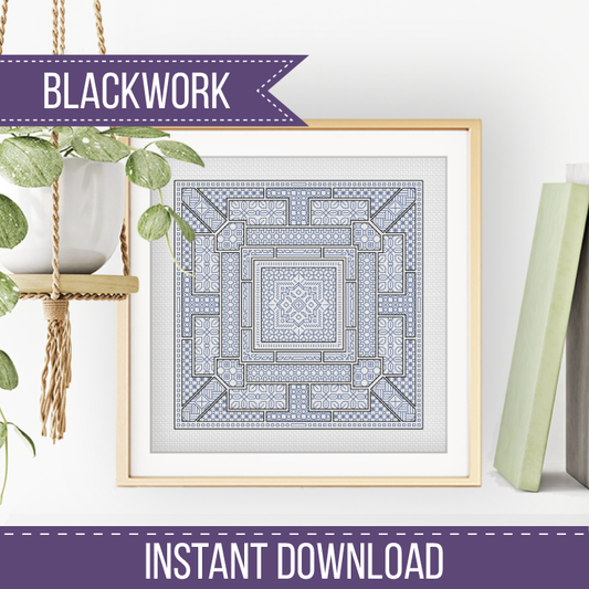 Relax in Grey Blue Blackwork Pattern by Peppermint Purple