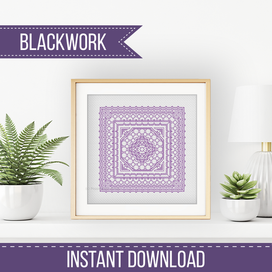 Mini Study In Lavender Blackwork Pattern by Peppermint Purple